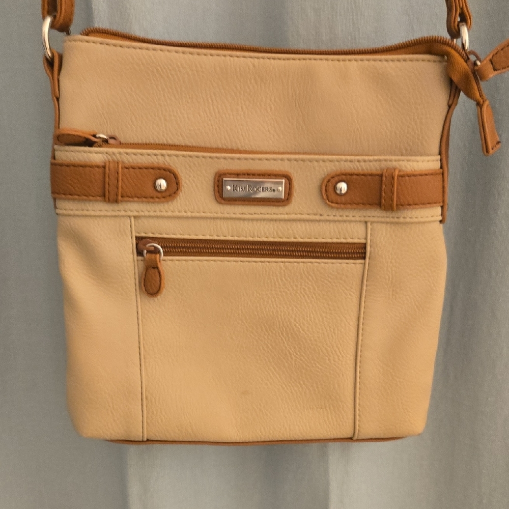 Kim Rogers Cream and Tan Crossbody Bag